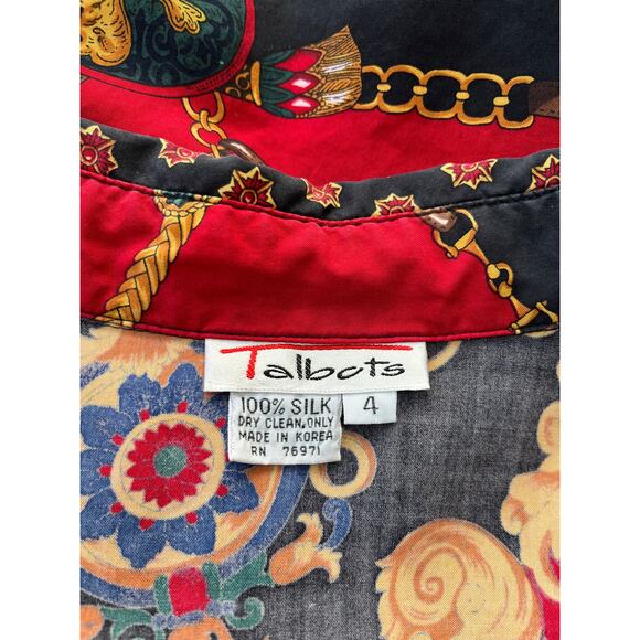 Vintage 100% Silk 90's Talbots Gucci Inspired Maximalist Blouse Size 4 - Picture 6 of 6